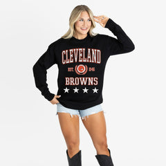 Cleveland Browns Gameday Couture Women's Oversized Everyday Star Long Sleeve T-Shirt Black - NFL