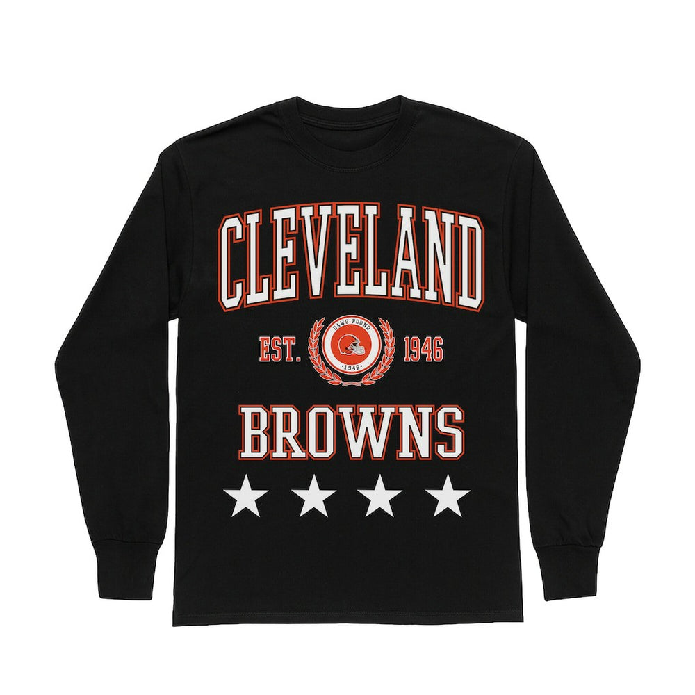 Cleveland Browns Gameday Couture Women's Oversized Everyday Star Long Sleeve T-Shirt Black - NFL
