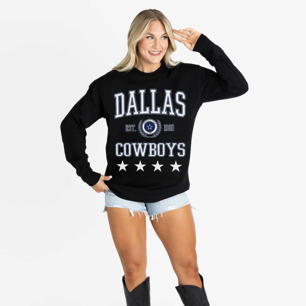 Dallas Cowboys Gameday Couture Women's Oversized Everyday Star Long Sleeve T-Shirt Black - NFL