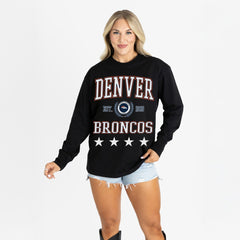 Denver Broncos Gameday Couture Women's Oversized Everyday Star Long Sleeve T-Shirt Black - NFL