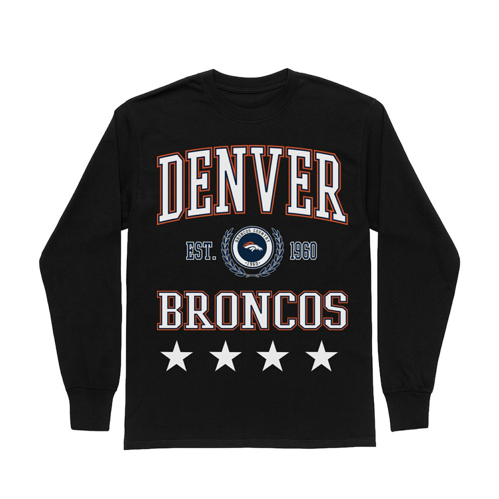 Denver Broncos Gameday Couture Women's Oversized Everyday Star Long Sleeve T-Shirt Black - NFL