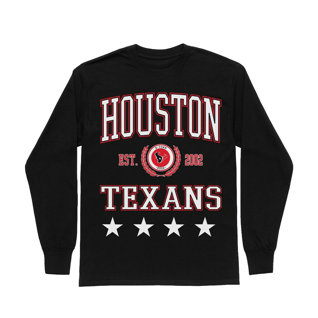Houston Texans Gameday Couture Women's Oversized Everyday Star Long Sleeve T-Shirt Black - NFL