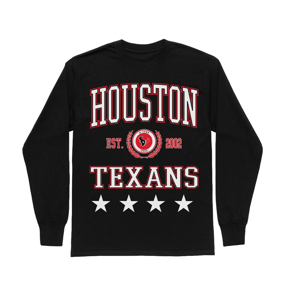 Houston Texans Gameday Couture Women's Oversized Everyday Star Long Sleeve T-Shirt Black - NFL