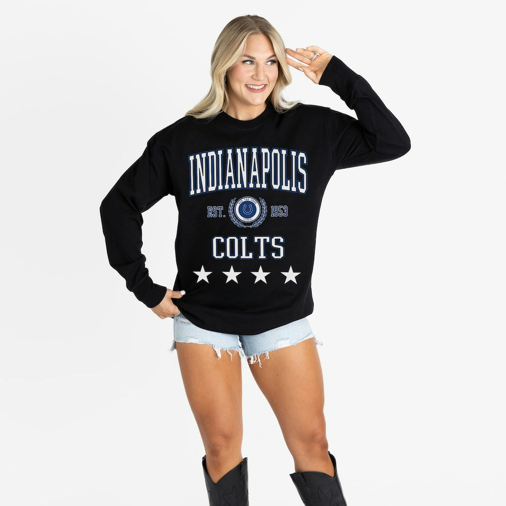 Indianapolis Colts Gameday Couture Women's Oversized Everyday Star Long Sleeve T-Shirt Black - NFL