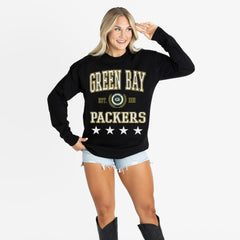 Green Bay Packers Gameday Couture Women's Oversized Everyday Star Long Sleeve T-Shirt Black - NFL