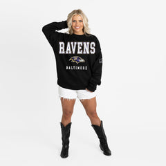 Baltimore Ravens Gameday Couture Women's Oversized Level Up Black Label Premium Fleece Sweatshirt Black - NFL