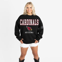 Arizona Cardinals Gameday Couture Women's Oversized Level Up Black Label Premium Fleece Sweatshirt Black - NFL