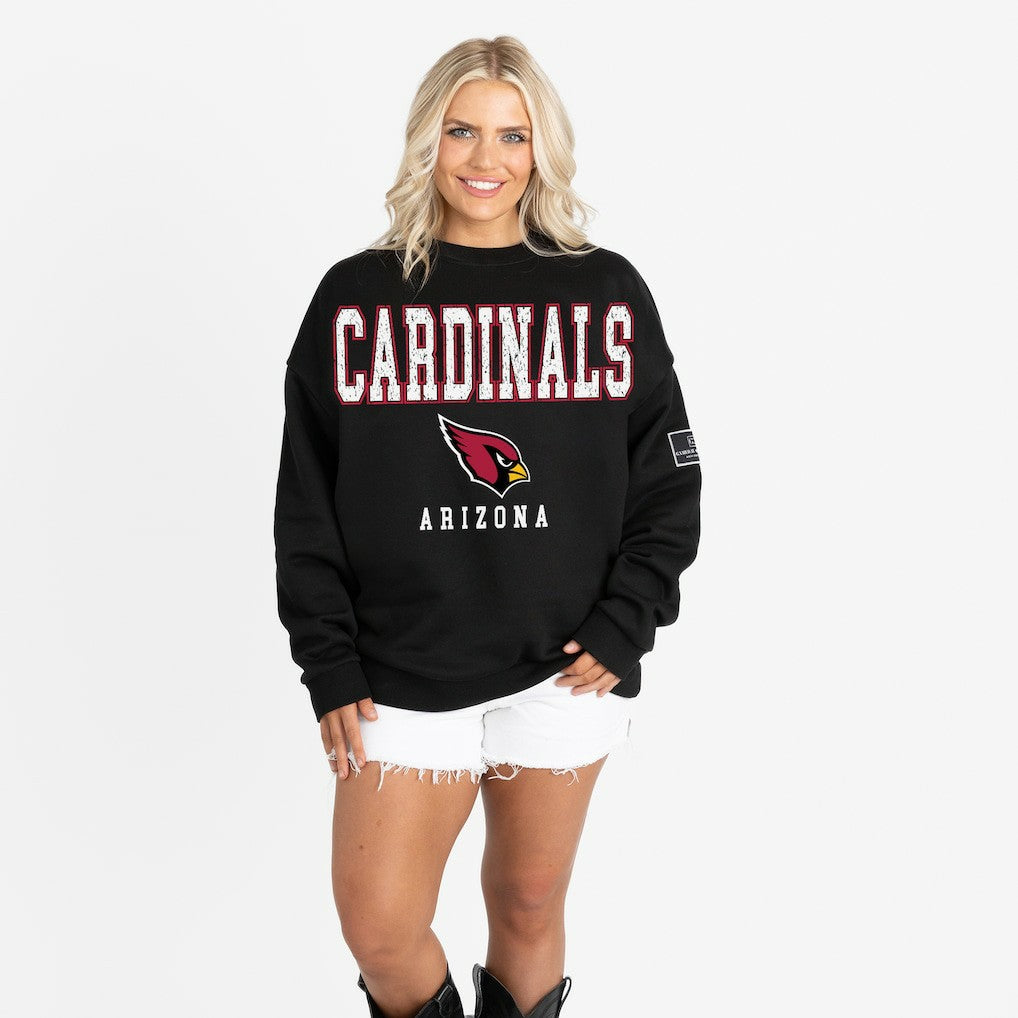 Arizona Cardinals Gameday Couture Women's Oversized Level Up Black Label Premium Fleece Sweatshirt Black - NFL