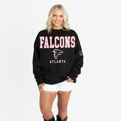 Atlanta Falcons Gameday Couture Women's Oversized Level Up Black Label Premium Fleece Sweatshirt Black - NFL