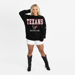 Houston Texans Gameday Couture Women's Oversized Level Up Black Label Premium Fleece Sweatshirt Black - NFL