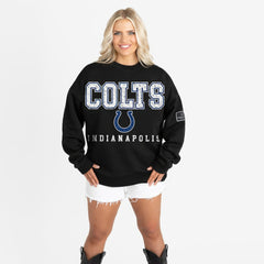 Indianapolis Colts Gameday Couture Women's Oversized Level Up Black Label Premium Fleece Sweatshirt Black - NFL