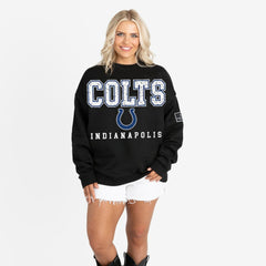 Indianapolis Colts Gameday Couture Women's Oversized Level Up Black Label Premium Fleece Sweatshirt Black - NFL