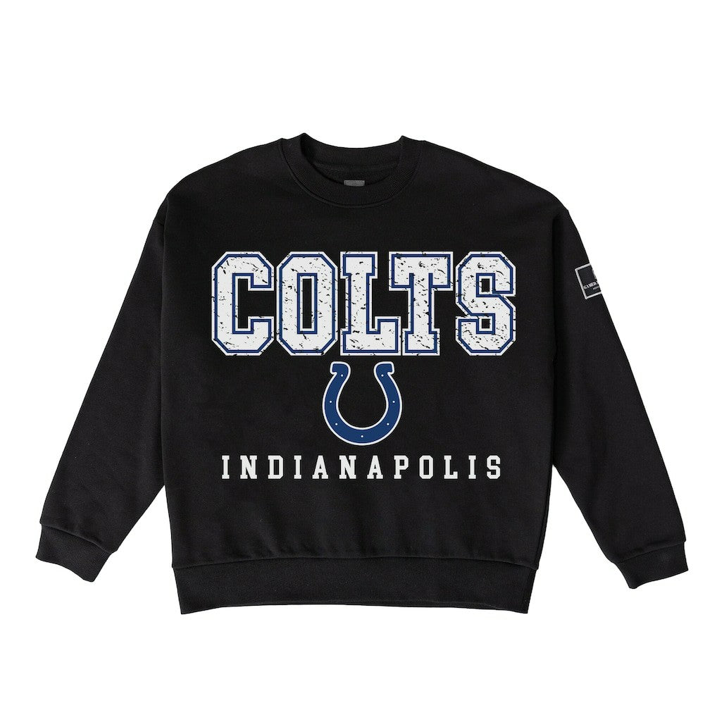 Indianapolis Colts Gameday Couture Women's Oversized Level Up Black Label Premium Fleece Sweatshirt Black - NFL