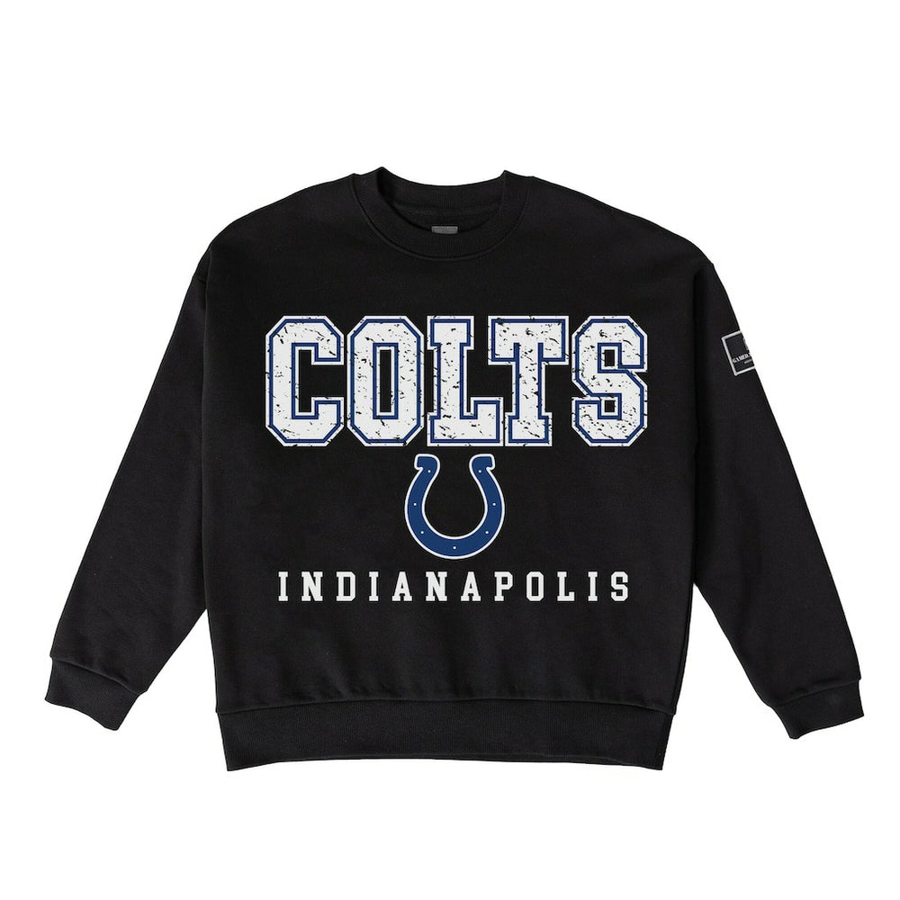 Indianapolis Colts Gameday Couture Women's Oversized Level Up Black Label Premium Fleece Sweatshirt Black - NFL