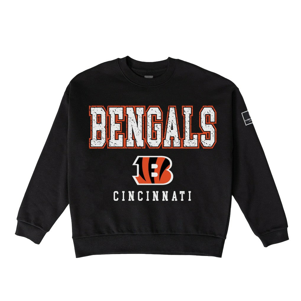 Cincinnati Bengals Gameday Couture Women's Oversized Level Up Black Label Premium Fleece Sweatshirt Black - NFL
