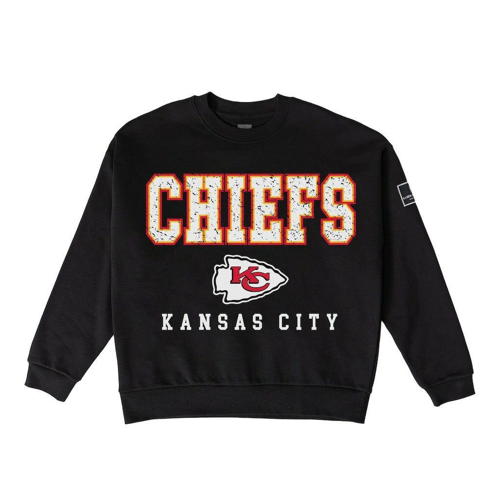 Kansas City Chiefs Gameday Couture Women's Oversized Level Up Black Label Premium Fleece Sweatshirt Black - NFL