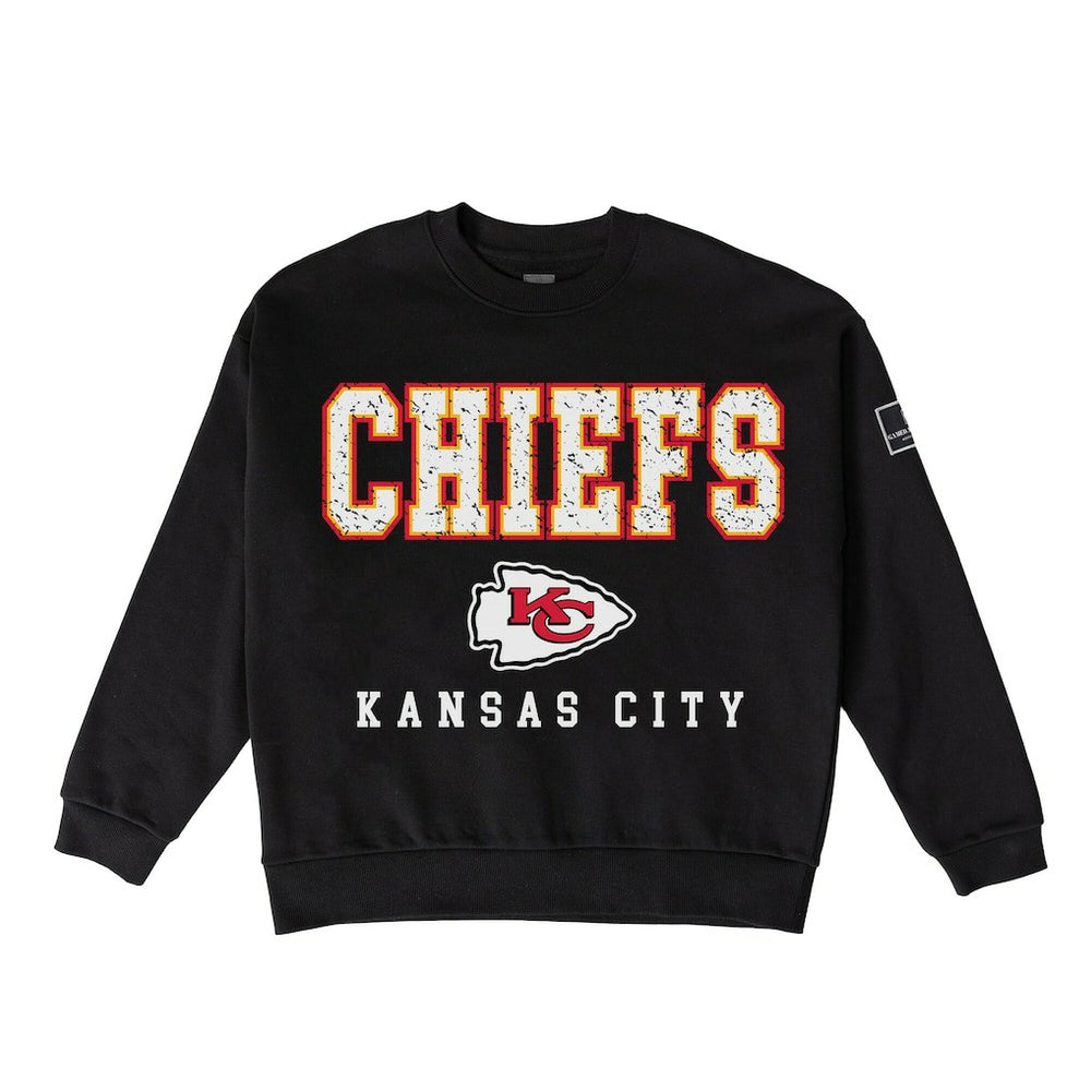 Kansas City Chiefs Gameday Couture Women's Oversized Level Up Black Label Premium Fleece Sweatshirt Black - NFL