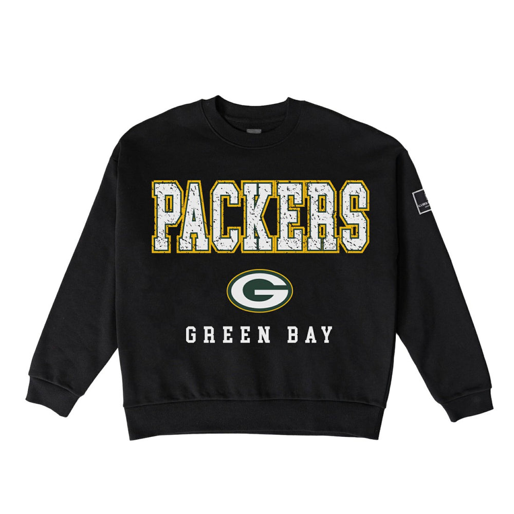 Green Bay Packers Gameday Couture Women's Oversized Level Up Black Label Premium Fleece Sweatshirt Black - NFL