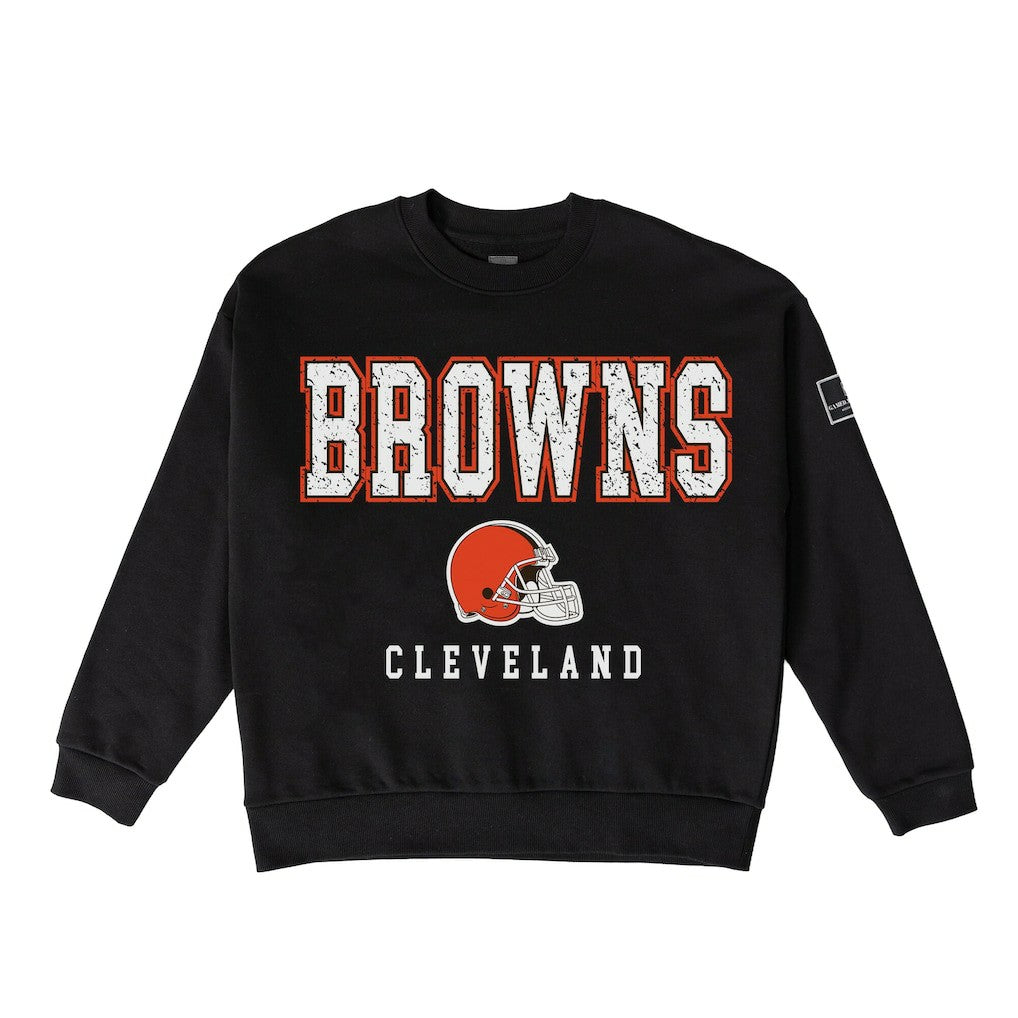 Cleveland Browns Gameday Couture Women's Oversized Level Up Black Label Premium Fleece Sweatshirt Black - NFL