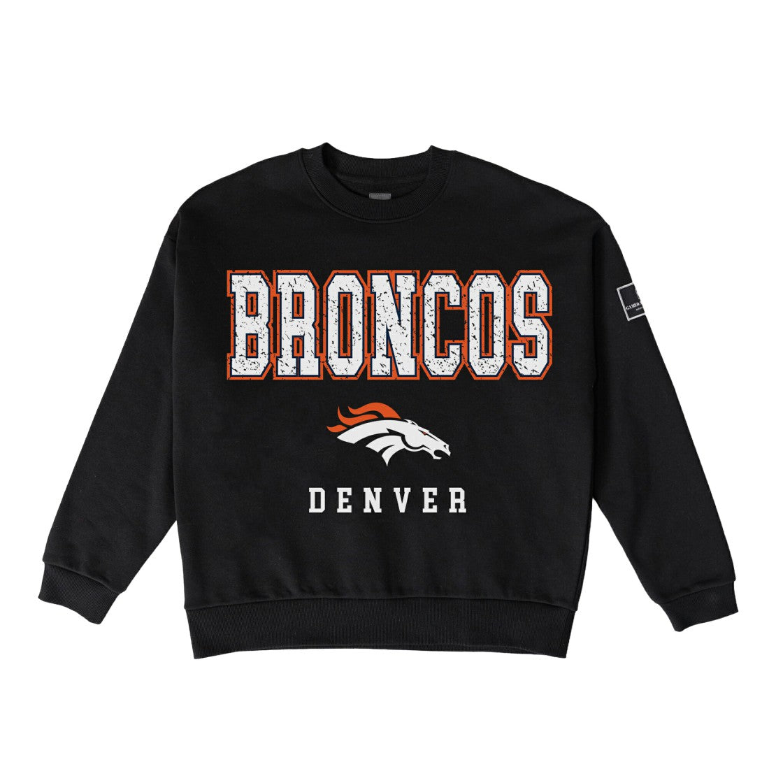 Denver Broncos Gameday Couture Women's Oversized Level Up Black Label Premium Fleece Sweatshirt Black - NFL