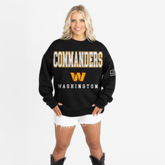 Washington Commanders Gameday Couture Women's Oversized Level Up Black Label Premium Fleece Sweatshirt Black - NFL