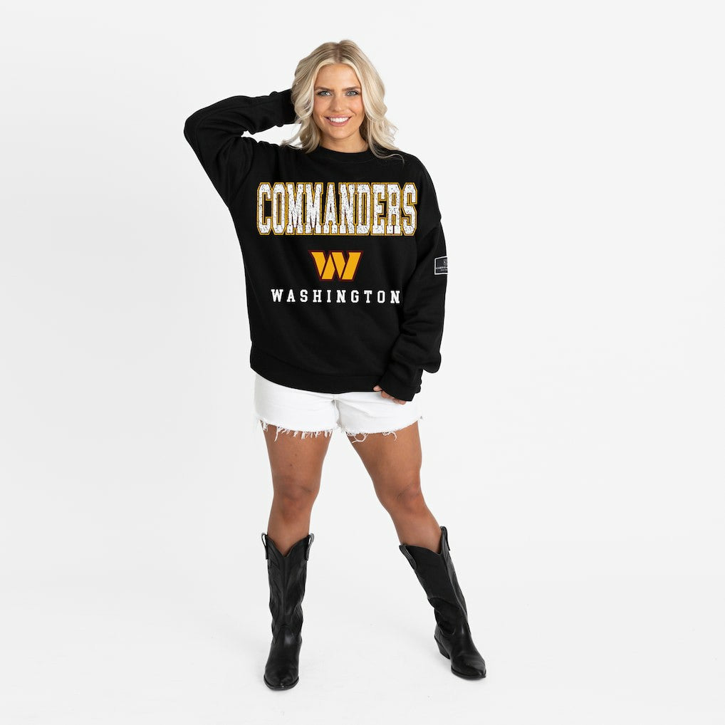 Washington Commanders Gameday Couture Women's Oversized Level Up Black Label Premium Fleece Sweatshirt Black - NFL