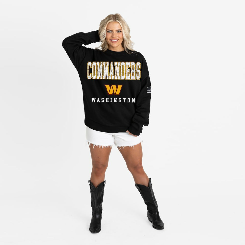 Washington Commanders Gameday Couture Women's Oversized Level Up Black Label Premium Fleece Sweatshirt Black - NFL