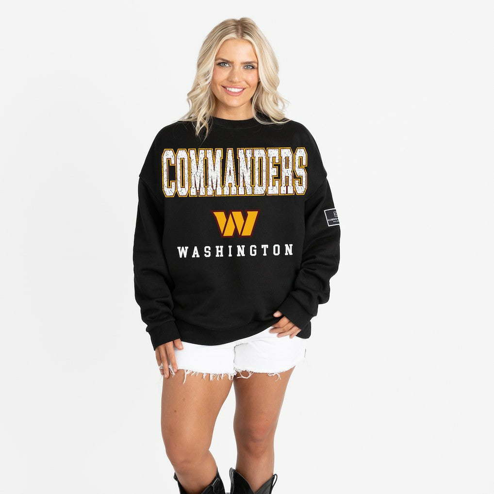 Washington Commanders Gameday Couture Women's Oversized Level Up Black Label Premium Fleece Sweatshirt Black - NFL