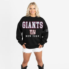 New York Giants Gameday Couture Women's Oversized Level Up Black Label Premium Fleece Sweatshirt Black - NFL
