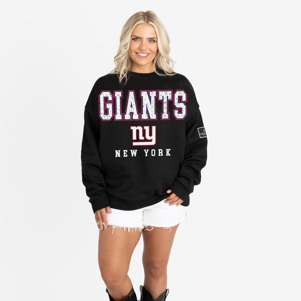 New York Giants Gameday Couture Women's Oversized Level Up Black Label Premium Fleece Sweatshirt Black - NFL