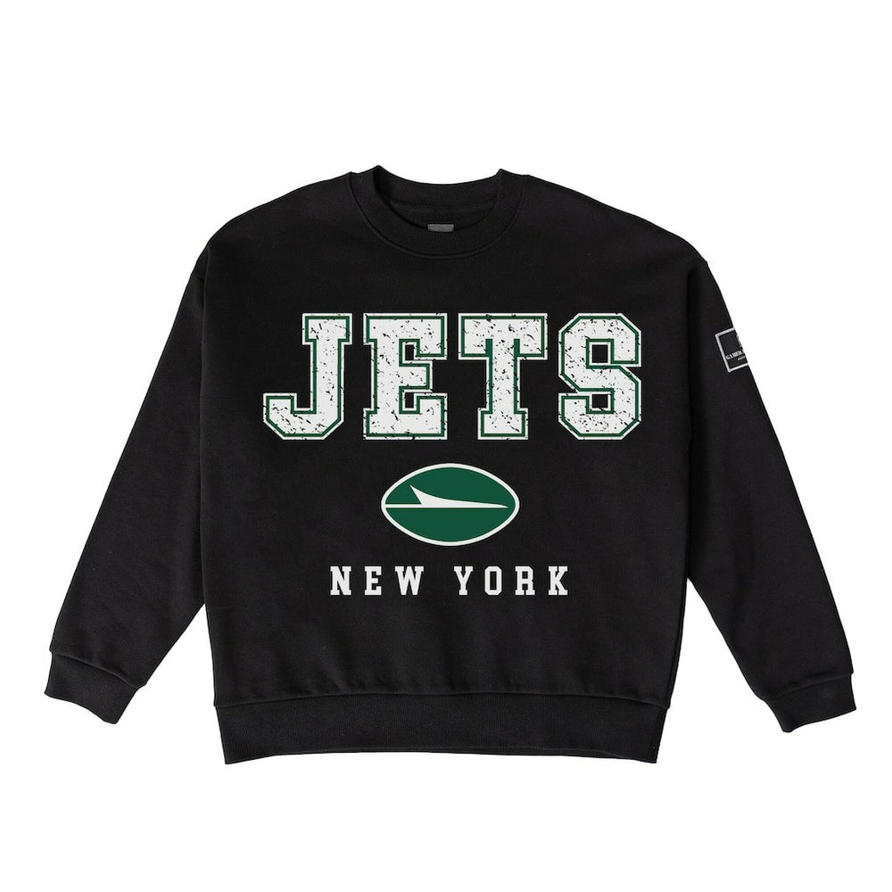 New York Jets Gameday Couture Women's Oversized Level Up Black Label Premium Fleece Sweatshirt Black - NFL