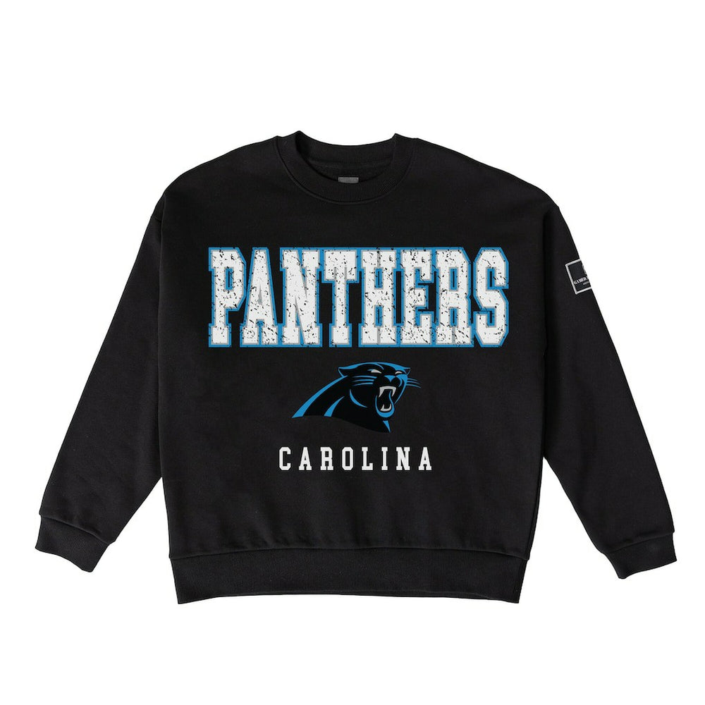 Carolina Panthers Gameday Couture Women's Oversized Level Up Black Label Premium Fleece Sweatshirt Black - NFL