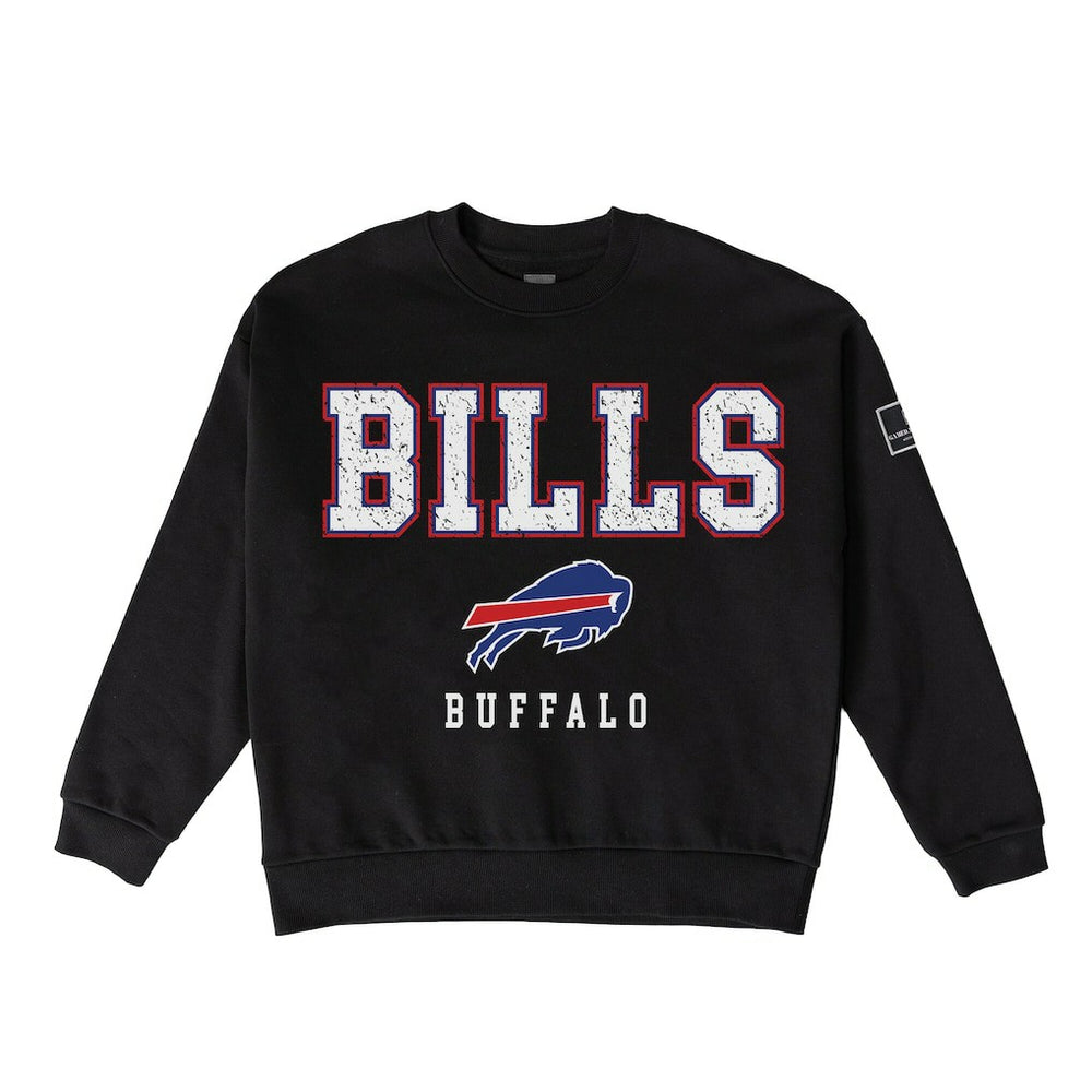 Buffalo Bills Gameday Couture Women's Oversized Level Up Black Label Premium Fleece Sweatshirt Black - NFL