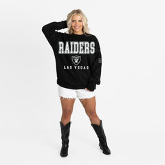 Las Vegas Raiders Gameday Couture Women's Oversized Level Up Black Label Premium Fleece Sweatshirt Black - NFL