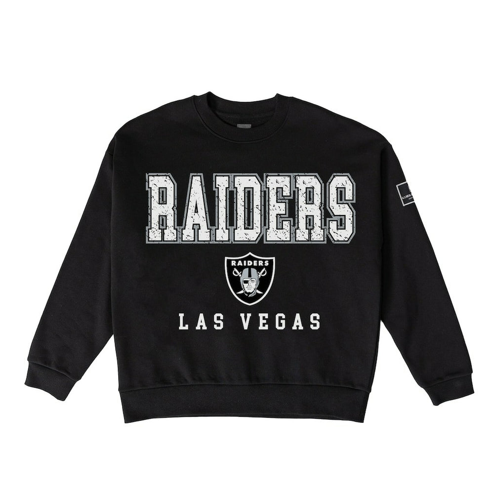 Las Vegas Raiders Gameday Couture Women's Oversized Level Up Black Label Premium Fleece Sweatshirt Black - NFL