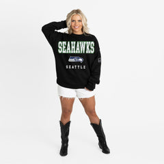 Seattle Seahawks Gameday Couture Women's Oversized Level Up Black Label Premium Fleece Sweatshirt Black - NFL