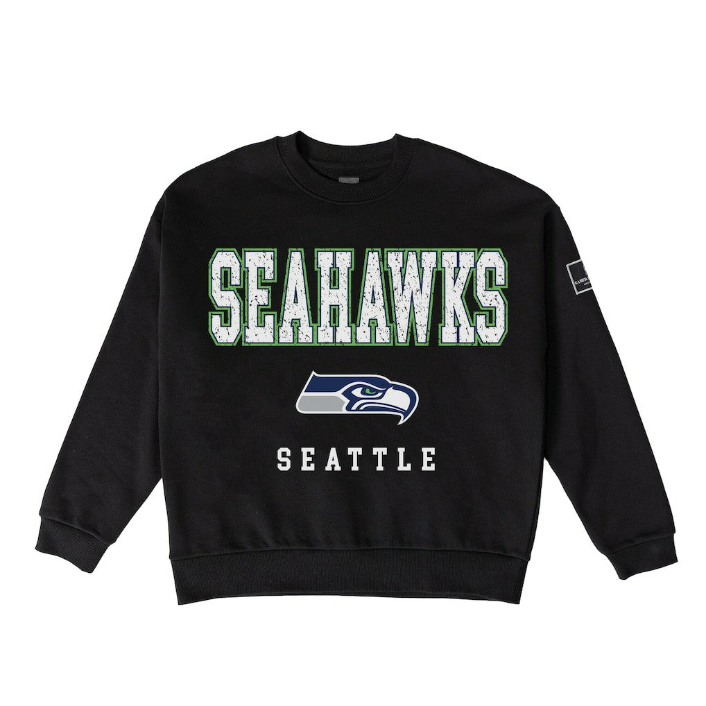 Seattle Seahawks Gameday Couture Women's Oversized Level Up Black Label Premium Fleece Sweatshirt Black - NFL