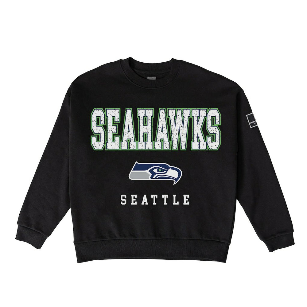 Seattle Seahawks Gameday Couture Women's Oversized Level Up Black Label Premium Fleece Sweatshirt Black - NFL