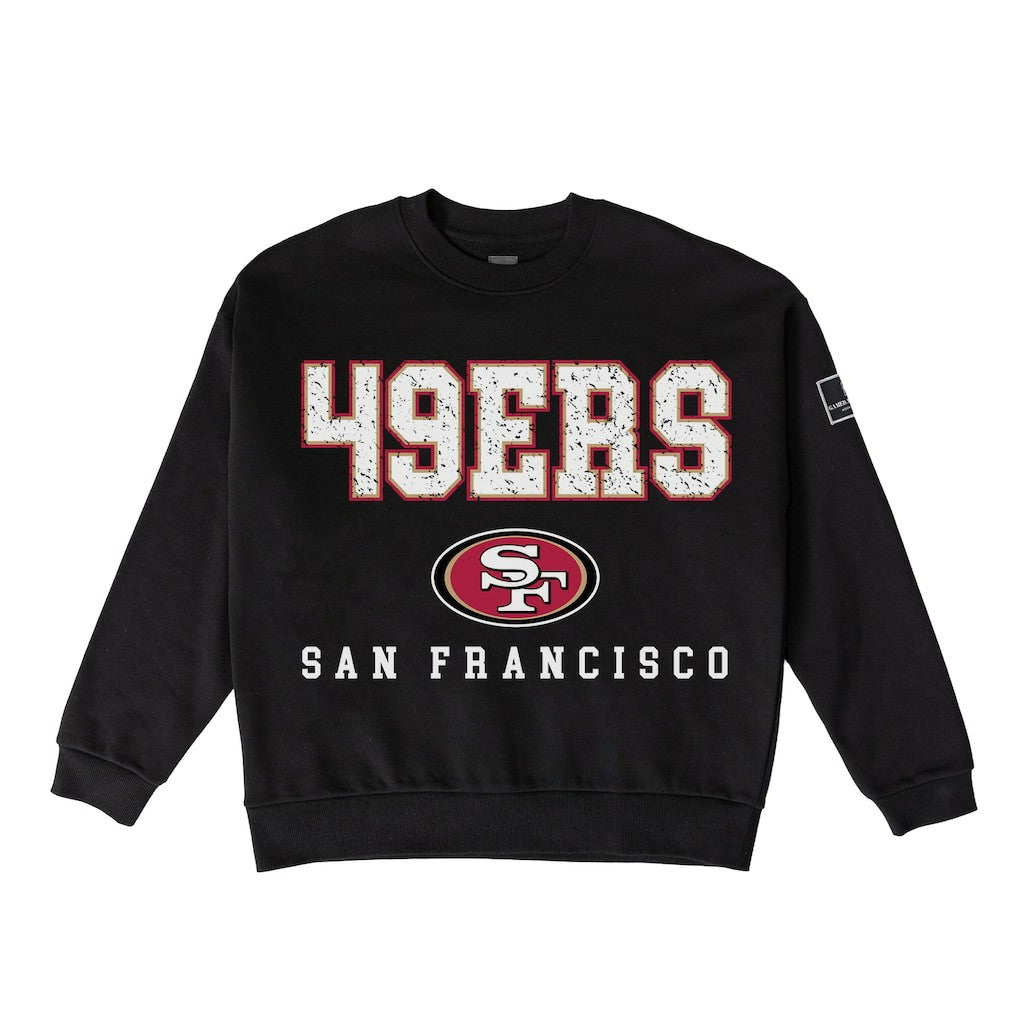 San Francisco 49ers Gameday Couture Women's Oversized Level Up Black Label Premium Fleece Sweatshirt Black - NFL