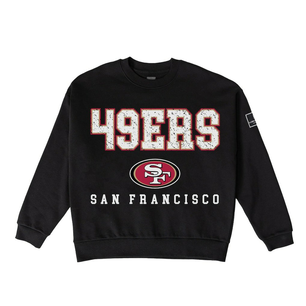 San Francisco 49ers Gameday Couture Women's Oversized Level Up Black Label Premium Fleece Sweatshirt Black - NFL