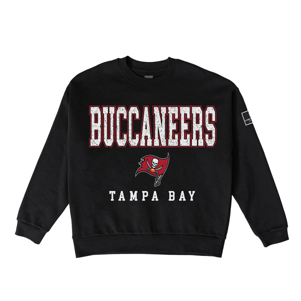 Tampa Bay Buccaneers Gameday Couture Women's Oversized Level Up Black Label Premium Fleece Sweatshirt Black - NFL