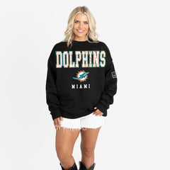 Miami Dolphins Gameday Couture Women's Oversized Level Up Black Label Premium Fleece Sweatshirt Black - NFL