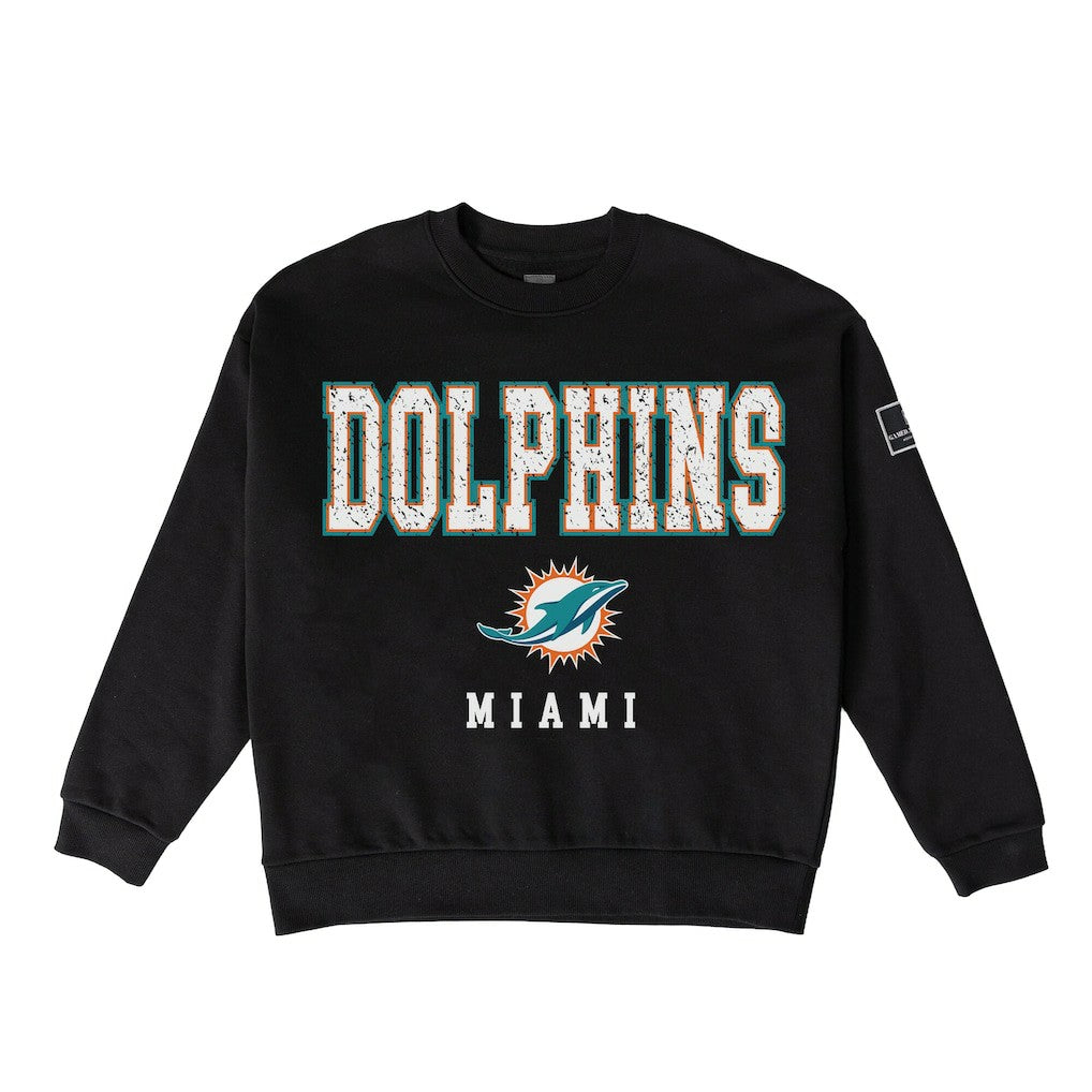 Miami Dolphins Gameday Couture Women's Oversized Level Up Black Label Premium Fleece Sweatshirt Black - NFL