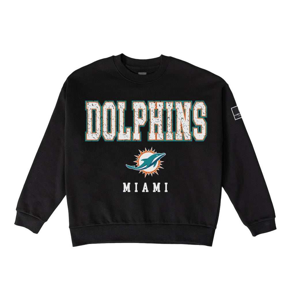 Miami Dolphins Gameday Couture Women's Oversized Level Up Black Label Premium Fleece Sweatshirt Black - NFL