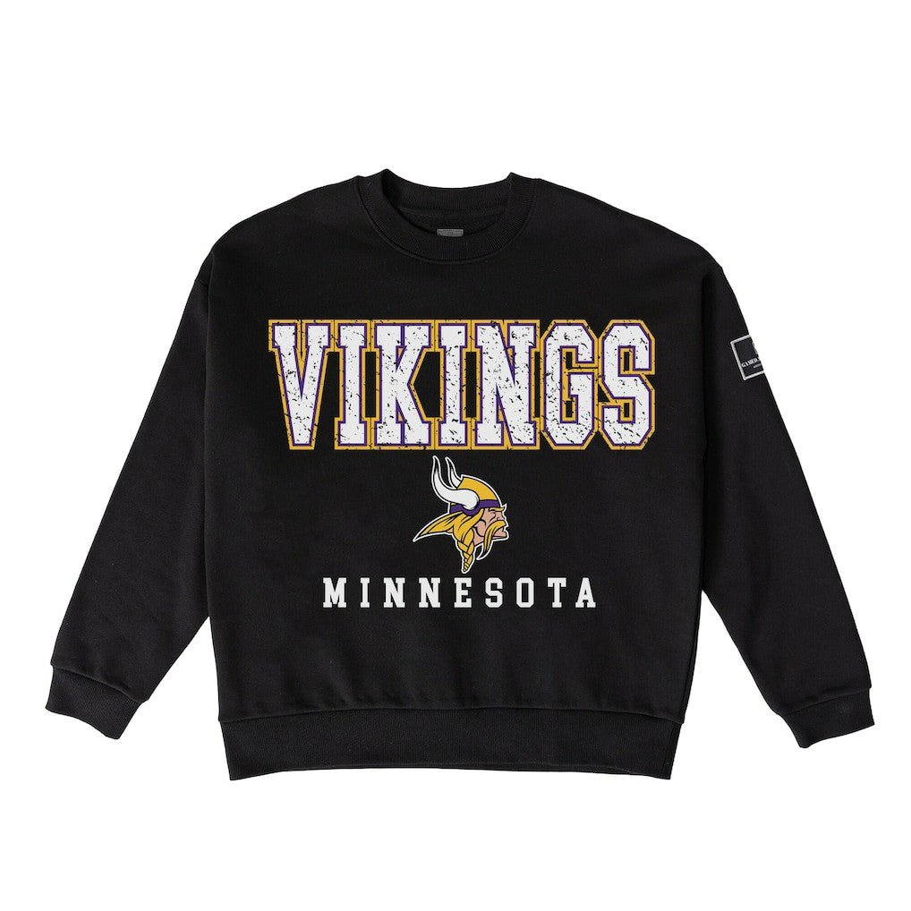 Minnesota Vikings Gameday Couture Women's Oversized Level Up Black Label Premium Fleece Sweatshirt Black - NFL