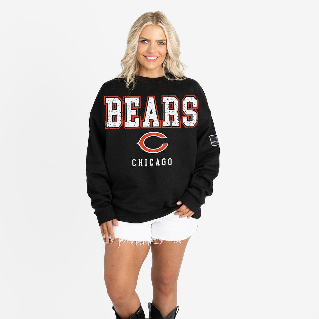 Chicago Bears Gameday Couture Women's Oversized Level Up Black Label Premium Fleece Sweatshirt Black - NFL