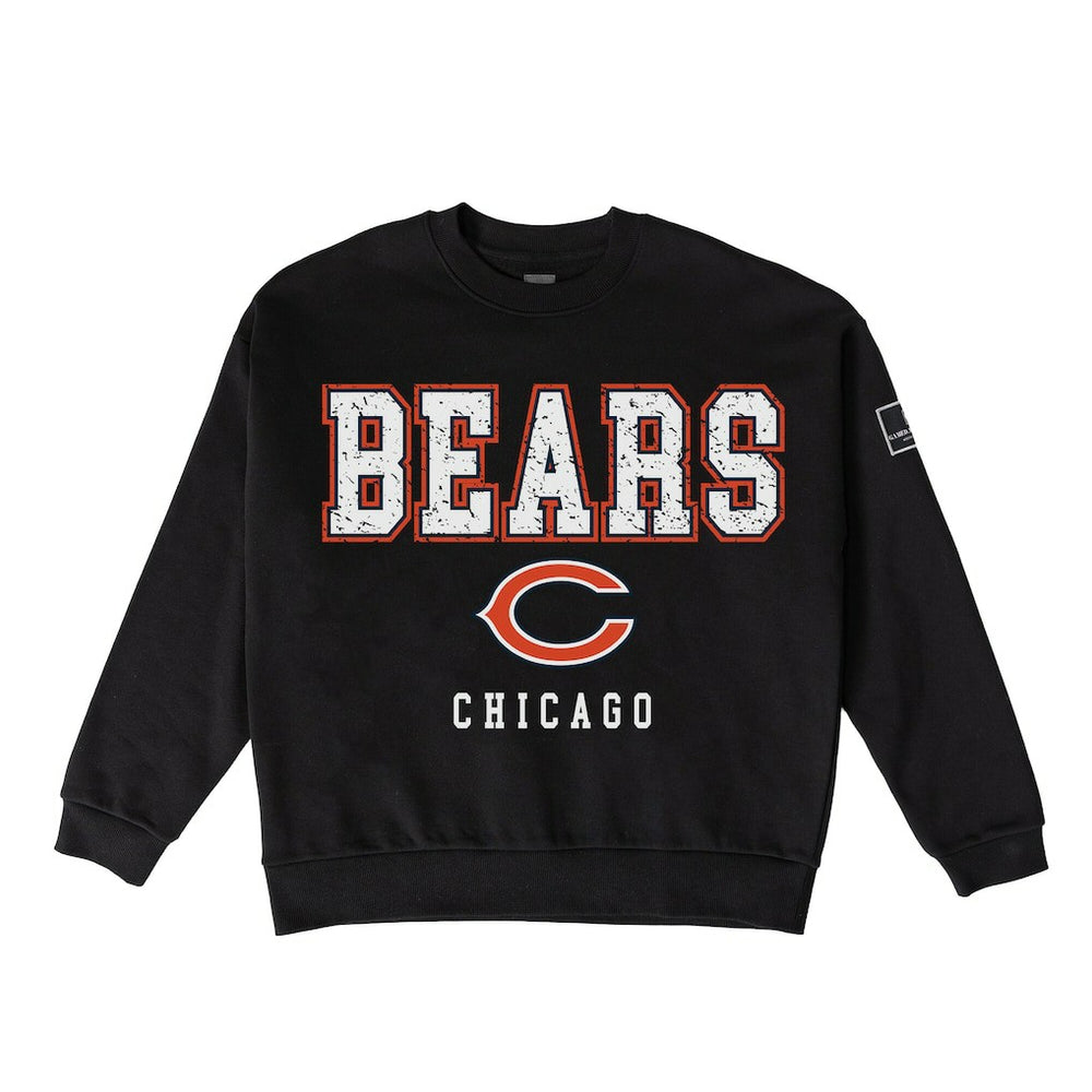 Chicago Bears Gameday Couture Women's Oversized Level Up Black Label Premium Fleece Sweatshirt Black - NFL