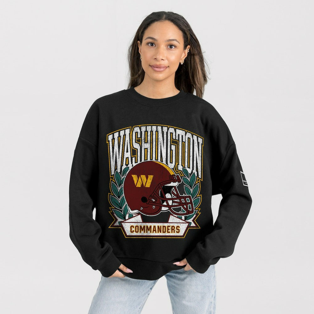 Washington Commanders Gameday Couture Women's Oversized Victory Lane Black Label Premium Fleece Sweatshirt Black - NFL