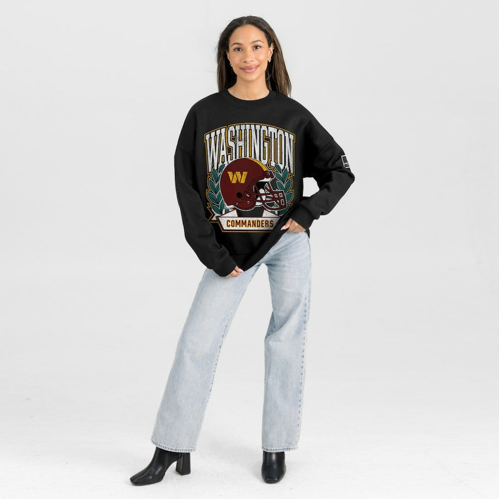 Washington Commanders Gameday Couture Women's Oversized Victory Lane Black Label Premium Fleece Sweatshirt Black - NFL