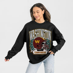 Washington Commanders Gameday Couture Women's Oversized Victory Lane Black Label Premium Fleece Sweatshirt Black - NFL